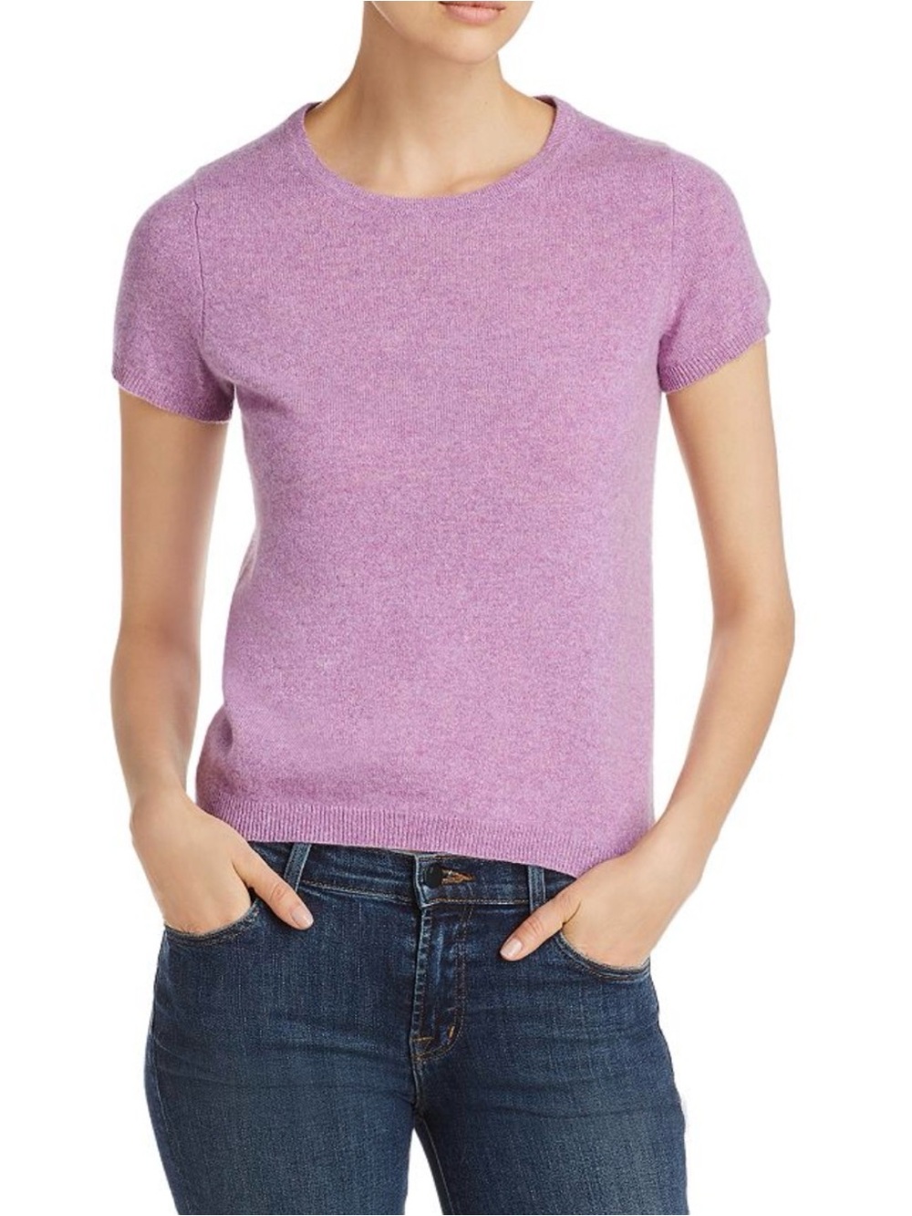 C by Bloomingdale’s cashmere sweater lilac short sleeve XS
